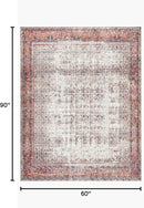 Loloi Layla Collection LAY-12 Ivory/Brick 5'-0" x 7'-6" .13" Thick Area Rug, Soft, Durable, Vintage Inspired, Distressed, Low Pile, Non-Shedding, Easy Clean, Printed, Living Room Rug by CozyNest Decor