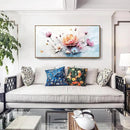 amatop Framed Floral Canvas Wall Art Picture Large Pink Blue Abstract Bloom Bouquet Print with Daisy Peony Elegant Botanical Nature Artwork for Living Room Bedroom Dining Room Entryway Decor 48x24 inch by CozyNest Decor