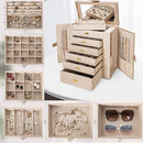 AKOZLIN Huge Jewelry Box Organizer Functional Extra Large Leather Jewelry Storage Case for Women Girls Ring Necklace Earring Bracelet Holder Organizer with Mirror by TinyTreasures Baby Boutique