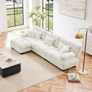 Modern L-Shaped Couch, 3-Seater Cloud Couch with Round Bolster Armrests, Oversized Loveseat Sectional Sofa, Chenille Fabric, White by CozyNest Decor