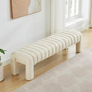 63" Bedroom Bench, Upholstered Entryway Bench, Modern End of Bed Ottoman with Solid Wood Legs and Adjustable Foot Pegs for Entryway, Dining Room and Living Room (Beige Linen) by CozyNest Decor