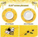 Whaline 4Pcs Round Placemats Bee Sunflower Embroidered Place Mats Bee Floral Dinner Table Mats for Home Spring Summer Holiday Birthday Baby Shower Party Decor by CozyNest Decor