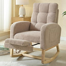 NIOIIKIT Modern Nursery Rocking Chair, Teddy Upholstered Rocking Chair with Footrest, Comfortable Rocker Chair with Side Pocket, Rocker Chair for Living Room, Bedroom, Nursing Room (Brown) by TinyTreasures Baby Boutique