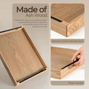 Axeman Wooden Serving Tray with Metal Handles|Ottoman Tray for Breakfast, Bed, Couch|17x13in Ash Wood Coffee Table Trays|Food Drinks Decorative Storage Boards for Ottoman Kitchen, Natural by CozyNest Decor