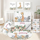 Custom 5-Piece Baby Crib Bedding Set, Personalized Name for Kid Toddler, Animal Nursery for Boy Girl, Double Layer, Customized Gift for Infant by TinyTreasures Baby Boutique