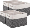 4 Pack Storage Baskets for Organizing, Woven Baskets for Shelves - Perfect for Toys, Books, Towels, and Clothes, Durable Gift Basket Bins Toy Storage, 13''Lx9''Wx7.8''H, Black & White by CozyNest Decor