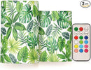 Flickering Flameless Candles, Tropical Palm Leaves Exotic LED Candles with Remote Timer, Set of 2 Battery Operated Candle for Valentine Wedding Birthday by GreenHaven Gardens