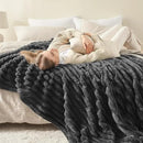 NEWCOSPLAY Super Soft Throw Blanket Grey Premium Silky Flannel Fleece 3D Ribbed Jacquard Lightweight Bed Blanket All Season Use (Grey Ribbed, Throw(50"x60")) by CozyNest Decor
