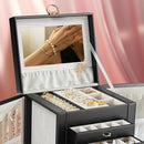 5-Layer Jewelry Box with 4 Drawers, Huge Portable Jewelry Organizer with Lock and Mirror for Women, for Necklace Ring Earring Bracelet Storage, Lockable Jewelry Case, Black by TinyTreasures Baby Boutique