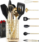 Styled Settings Black and Gold Cooking Utensils Set - 7-Piece Silicone Utensils Set Include Spatula Holder for Nonstick Cookware and Modern Kitchens - Stylish Black and Gold Kitchen Accessories by CozyNest Decor