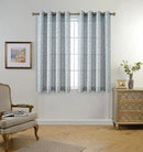 MIUCO Floral Embroidered Semi-Sheer Curtains Faux Linen Grommet Window Panel Pair for Nursery 52 x 63 Inch, Sea Foam by CozyNest Decor