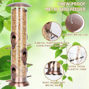 FEED GARDEN Metal Bird Feeders for Outdoors Hanging, 6-Port Tube BirdFeeders for Outside, Finch Feeders for Outside, Brushed Copper Finishing, Bird Feeder with Heavy Duty Metal Lid, Chew-Proof 1 Pack by CozyNest Decor