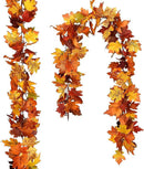 DearHouse 2 Pack Fall Maple Leaf Hanging Vine Garland Artificial Autumn Foliage Thanksgiving Decor for Home Wedding Fireplace Party Christmas (Light Yellow) by CozyNest Decor