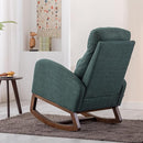 Dolonm Nursery Rocking Chair for Living Room, Upholstered Mid-Century Modern Nursery Rocking Armchair Tall Back Accent Glider Rocker, Emerald by TinyTreasures Baby Boutique