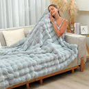 RYNGHIPY Faux Fur Throw Blanket Double Side Thick and Warm for Couch Plush Fluffy Faux Rabbit Fur Decoration for Sofa Chair and Bed Grey Winter Blanket (Grey, 51''x63'') by CozyNest Decor