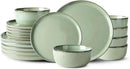 GBHOME Ceramic Dinnerware Sets for 6, 18 Pieces Stoneware Plates and Bowls Sets, Scratch Resistant Dishes, Dishwasher & Microwave Safe-Pastel Green by CozyNest Decor