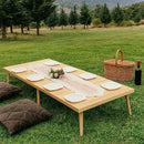 Portable Wooden Folding Table, Picnic Table，Floor Table，Natural Pine, 43x21 Inch, Low Height Design for Picnic, Camping, Coffee Service, Bohemian Style by GreenHaven Gardens