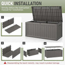 KAMABOKO Outdoor Storage Box, 120 Gallon Large Outdoor Resin Deck Box, Storage Waterproof Boxes Lockable Lid for Garden Tools, Pool Supplies, Patio Furniture and Cushions, Grey by CozyNest Decor