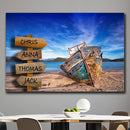 Personalized Father's Day Family Names Street Custom Multi-Name Date of Birth Vintage Street Sign Happy Fathers Day Poster Canvas Wall Art Best Gifts for Dad Husband from Daughter Son Wife Kids