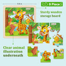 Wooden Puzzles for Toddlers 2-4, 9 Pieces Animal Jigsaw Puzzles for Kids Ages 3-5, Preschool Learning Activities, Learning & Educational Toys, Gifts for Boys, Girls by TinyTreasures Baby Boutique