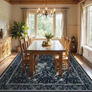 Joydeco Floral Living Room Rugs, Washable Large Bedroom Rug 8x10 Under Bed Non Slip, Soft Forest Botanical Low-Pile Floor Indoor Throw Carpet for Dining Table Home Office, Blue-Black by TinyTreasures Baby Boutique