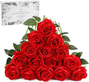 Red Fake Roses Artificial Flowers - 16 Pcs Fake Artificial Roses Silk Flowers with Stems for Home Wedding Hotel Office Centerpiece Decor by CozyNest Decor
