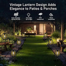 Solar Mesh Lantern Outdoor – 13.8" Tall Black Metal Patio Light with Edison Glass Bulb, Solar Powered Warm Glow LED, Waterproof IP65 for Garden, Porch, Deck, Tabletop Decor by CozyNest Decor