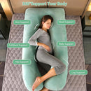 Amagoing 55 inches Pregnancy Pillows for Sleeping, U Shaped Maternity Full Body Pillow for Pregnant Women with Hip, Leg, Back, Belly Support, Washable Velvet Cover Included (Mint Green) by TinyTreasures Baby Boutique