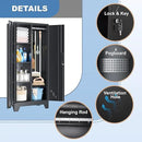 61" Broom Closet Storage Cabinet, Metal Storage Cabinet with Doors, Utility Cabinets for Brooms and Mops, Cleaning Tool Cabinets for Garage, Laundry Room, Bathroom by CozyNest Decor