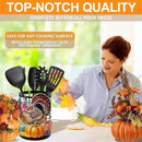 Thanksgiving Turkey Utensil Holder, Thanksgiving Turkey Pumpkin Kitchen Decor Utensil Organizer for Countertop, Fall Metal Cooking Tools Farmhouse Counter Decor, Kitchen Gifts Utensil Caddy Harvest by CozyNest Decor