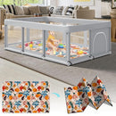 74" ×50" Large Baby Playpen, Baby Playard for Babies and Toddlers, Play Pens for Indoor & Outdoor, Sturdy Safety Play Yard with Soft Breathable Mesh, Anti-Fall, Grey (with MAT) by TinyTreasures Baby Boutique