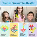 PicassoTiles 60pc Magnetic Puzzle Cube Building Set 1 Inch 3D Blocks STEM Construction Toy for Toddlers Kids Boys Girls Age 3+ Montessori Learning Travel Sensory Gift with Educational Idea Book PMC60 by TinyTreasures Baby Boutique