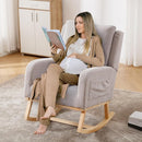Rocking Chair Nursery, Sherpa Nursing Rocking Chairs, Upholstered Nursery Glider Rocker for Mom Nursery Morden Accent Rocking Chair Pillow for Living Room,Bedroom,Teddy Light Grey by TinyTreasures Baby Boutique