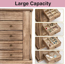 Jewelry Box for Women, 5 Layer Large Wood Boxes & Organizers for Necklaces Earrings Rings Bracelets, Rustic Organizer with Drawers and Mirror(Carbonized Black) by TinyTreasures Baby Boutique