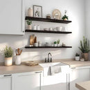 Wood Floating Shelves for Wall Decor, Rustic Wall Shelves for Bedroom Bathroom Kitchen Living Room, Set of 4 Walnut 36 Inch by CozyNest Decor