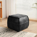 Leather Ottoman,Handmade Stuffed Square Ottoman,Genuine Leather Pouf, Foot Rest Pouf,Comfortable Soft Seating for Living Room & Bedroom (Black, Square) by CozyNest Decor