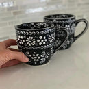 Encantada Handmade Hand-Painted Authentic Mexican Pottery Mugs (1-Pack, Ink) by CozyNest Decor