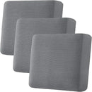 H.VERSAILTEX Super Stretch Individual Seat Cushion Covers, Thick Jacquard Textured Twill Fabric (3 Piece XL Sofa Cushion Covers, Grey) by CozyNest Decor