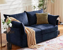 Oversized Loveseat Sofa, Modern Modular Sectional Couch Blue Fluffy Chenille Mid Century 2-Seat 24.5" Deep Seat for Apartment, Living Room, Bedroom by CozyNest Decor