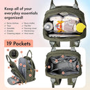 Dikaslon Diaper Bag Backpack with Portable Changing Pad, Pacifier Case and Stroller Straps, Large Unisex Baby Bags for Boys Girls, Multipurpose Travel Back Pack for Moms Dads, Army Green by TinyTreasures Baby Boutique