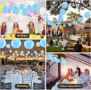 10 Pack Outdoor Silk Lanterns Decorative, 10inch Waterprooof Outside Indoor Chinese Hanging Round Lanterns for Weddings, Birthdays, Parties Decoration(Blue)