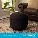 BIRDROCK HOME Outdoor Pouf Ottoman | Hand Woven Waterproof Foot Stool with Bead Bag Filling | Boho Foot Rest for Patio, Living Room, Porch & Outdoor Seating | Lightweight, Soft Stuffed Chair | Black by CozyNest Decor