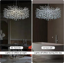 Modern Crystal Chandeliers for Dining Room, 40" Round Silver Tree Branches Chandeliers, Large Dining Room Over Table Chandeliers Lights Fixture, Branches and Crystals Ceiling Light Fixtures by CozyNest Decor