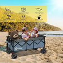 Sekey 48''L Collapsible Foldable Extended Wagon with 440lbs Weight Capacity, Heavy Duty 300L Folding Utility Garden Cart with Big All-Terrain Beach Wheels & Drink Holders. Blue&Grey by GreenHaven Gardens