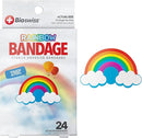 BioSwiss Bandages, Rainbow Shaped Self Adhesive Bandage, Latex Free Sterile Wound Care, Fun First Aid Kit Supplies for Kids, 24 Count by TinyTreasures Baby Boutique