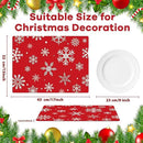 Christmas Placemats Set of 6 Christmas Red and White Snowflake Plastic Table Mats Winter Place Mats Washable Seasonal Xmas Winter Holiday Table Decoration for Indoor Outdoor Party Kitchen Dining by CozyNest Decor