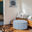 Inflatable Ottoman Stool D31 xH14 for Outdoor/Indoor Use, Water Repellent Patio Foot Rest Stool with Portable Handle,Round Pouf Ottoman Suitable for Garden,Deck and Camping - Medallion Blue by CozyNest Decor