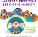 Playz 5-Piece Kids Pop up Play Tent Crawl Tunnel and Ball Pit with Basketball Hoop Playhouse for Boys, Girls, Babies, and Toddlers (Purple, Orange, Yellow, Red, Blue) by TinyTreasures Baby Boutique