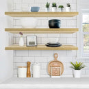 Sorbus Floating Shelves for Wall - 35 Inch Long Bathroom Shelves, Wall Decor for Bedroom, Kitchen, Living Room & Book Storage - Mounted Floating Shelf with Invisible Brackets (Maple Wood, 3 Pack) by CozyNest Decor