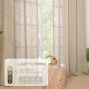LAMIT Brown Sheer Linen Curtains 48 inches Length 2 Panels, Short Light Filtering Linen Textured Curtains for Kitchen/Window/Cafe/Loft Room, 34 x 48 Inch by CozyNest Decor